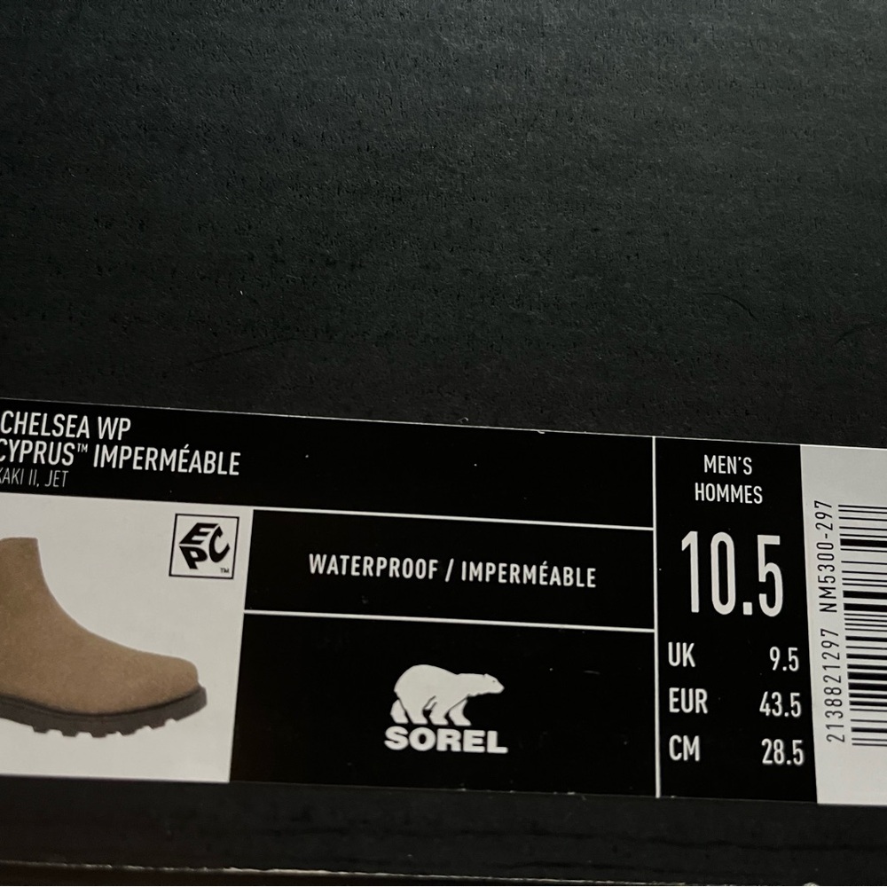 Sorel Men's waterproof Chelsea Boots - Taupe Suede New in Box - Picture 6 of 6